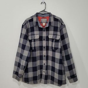 LL Bean PrimaLoft Quilt Lined Cotton Plaid Shirt-Jac Men XL Blue Slightly Fitted